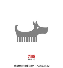 Vector silhouette of dog breed, dog logo icon isolated on white background. The year of dog on chinese calendar. Happy Chinese New Year 2018