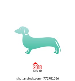 Vector silhouette of dog breed, dog logo icon isolated on white background. The year of dog on chinese calendar. Happy Chinese New Year 2018