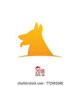 Vector silhouette of dog breed, dog logo icon isolated on white background. The year of dog on chinese calendar. Happy Chinese New Year 2018