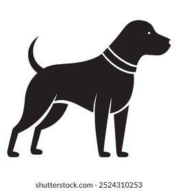 Vector silhouette of a dog in a grassy field - ideal for designs