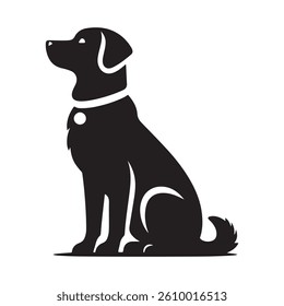 Vector silhouette of a dog, Dog illustration, Dog art, Dog drawing, Pet Animal Silhouette.