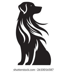 Vector silhouette of a dog, Dog illustration, Dog art, Dog drawing, Pet Animal Silhouette.