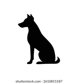 Vector silhouette of a dog isolated on white background 