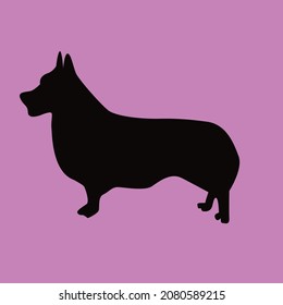 Vector silhouette of a dog in nature, Funny Dachshund Dog Vector Art, Vector image of an dog  on pink background.