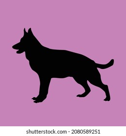 Vector silhouette of a dog in nature, Funny Dachshund Dog Vector Art, Vector image of an dog  on pink background.