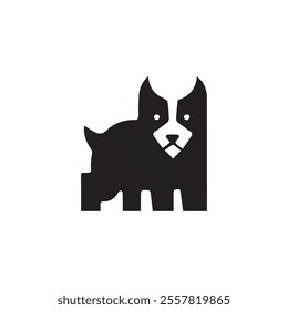 Vector silhouette of dog on black. dog logo design, dog icon design for any business, Cat or dog paw icon. Paw icon. pets design, animals, Zoo, vet logo element. Paw print vector symbol. eps 10