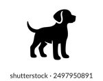 Vector silhouette of dog on white background