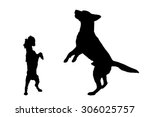 Vector silhouette of a dog on a white background.