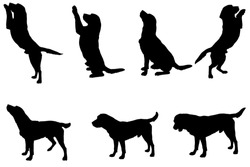 Vector Silhouette Of A Dog On A White Background.