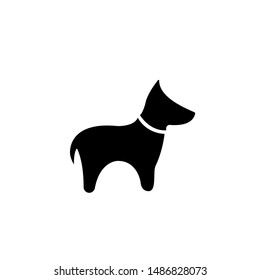 Vector silhouette of dog on white background. Dog standing sign in side view vector illustration