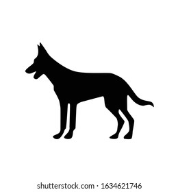 Vector silhouette of dog on white background