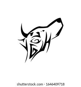 Vector silhouette of dog on white background