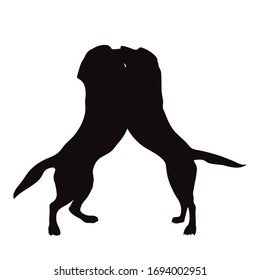 Vector silhouette of dog on white background. Symbol of animal.