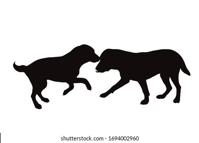 Vector silhouette of dog on white background. Symbol of animal.