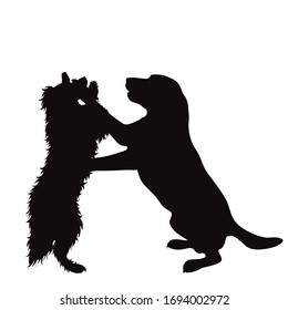 Silueta vectorial de perro sobre fondo blanco. Símbolo de animal.