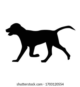 Silueta vectorial de un perro con fondo blanco.