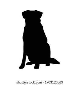 Silueta vectorial de un perro con fondo blanco.