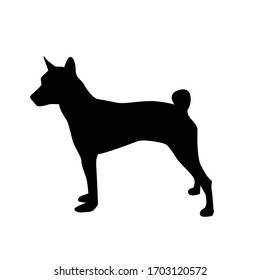 Vektorillustration Silhouette eines Hundes auf weißem Hintergrund.