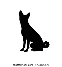 Vektorillustration Silhouette eines Hundes auf weißem Hintergrund.
