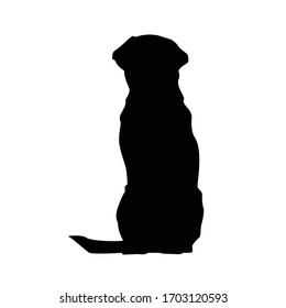 Vector silhouette of a dog on a white background.