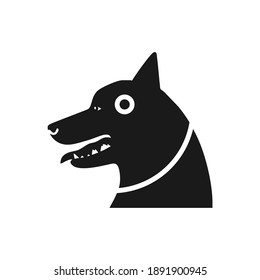 Vector silhouette of dog on white background. Symbol of animal.
