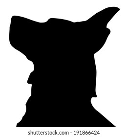 Vector silhouette of a dog on a white background.