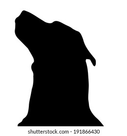 Vector silhouette of a dog on a white background.