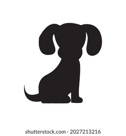 Vector silhouette of a dog on a white background.