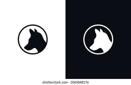 Vector silhouette of dog on white background.