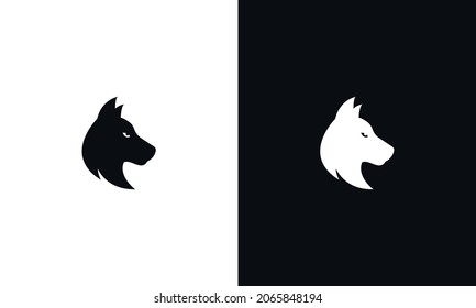 Vector silhouette of dog on white background.