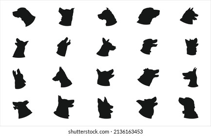 Vector silhouette of dog on white background