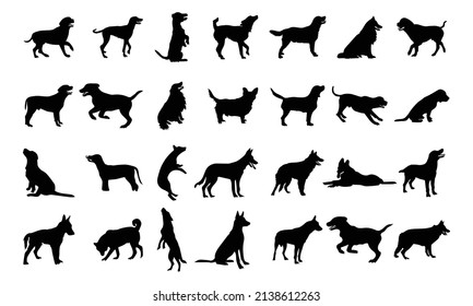 Silueta vectorial de un perro de fondo blanco.