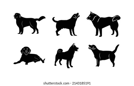 
Vector silhouette of dog on white background.