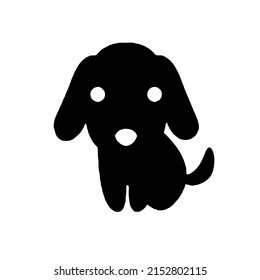 Vector silhouette of a dog on white background.