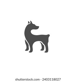 Vector silhouette of dog on white background simple