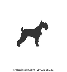 Vector silhouette of dog on white background simple
