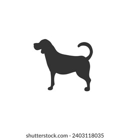 Vector silhouette of dog on white background simple