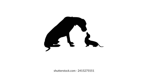 Vector silhouette of a dog on a white background.Collection of vector silhouettes of dogs, from small to big. Symbol of animal and pet.
