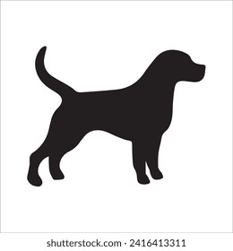 Vector silhouette of a dog on a white background. dog black image easy color change and size eps 10