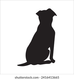 Vector silhouette of a dog on a white background. dog black image easy color change and size eps 10
