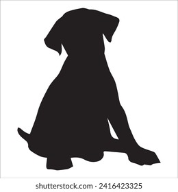 Silueta vectorial de un perro de fondo blanco. imagen de perro negro fácil cambio de color y tamaño eps 10 