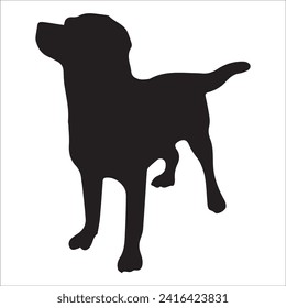 Silueta vectorial de un perro de fondo blanco. imagen de perro negro fácil cambio de color y tamaño eps 10 