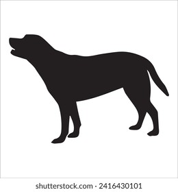Silueta vectorial de un perro de fondo blanco. imagen de perro negro fácil cambio de color y tamaño eps 10