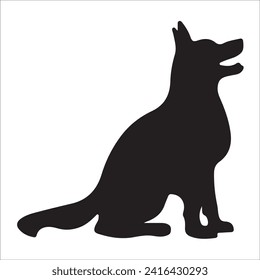 Silueta vectorial de un perro de fondo blanco. imagen de perro negro fácil cambio de color y tamaño eps 10
