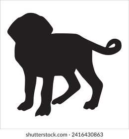 Vector silhouette of a dog on a white background. dog black image easy color change and size eps 10