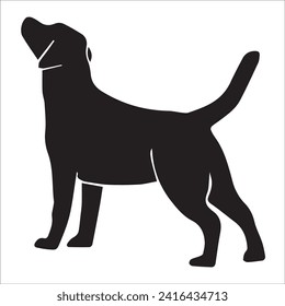 Vector silhouette of a dog on a white background. dog black image easy color change and size eps 10