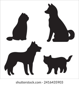 Vector silhouette of a dog on a white background. dog black image easy color change and size eps 10