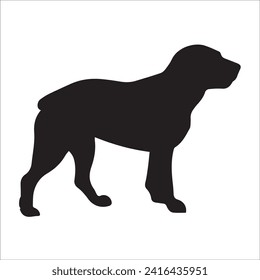 Vektorsilhouette eines Hundes auf weißem Hintergrund. Hund-Schwarz-Bild einfache Farbänderung und Größe eps10