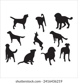 Vector silhouette of a dog on a white background. dog black image easy color change and size eps 10