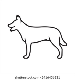 Vector silhouette of a dog on a white background. dog black image easy color change and size eps 10